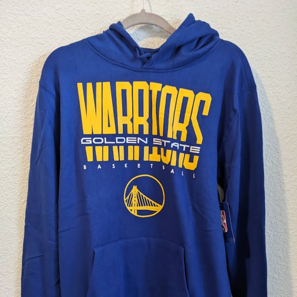 NWT Ultra Game NBA Blue and Yellow Golden State Warriors Hoodie Size L
